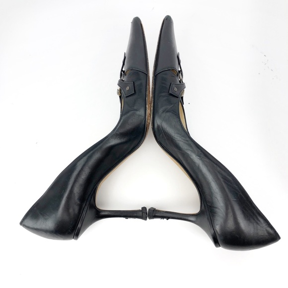 Jimmy Choo Black Smooth Leather Pointy Toe Pumps - Picture 4 of 8